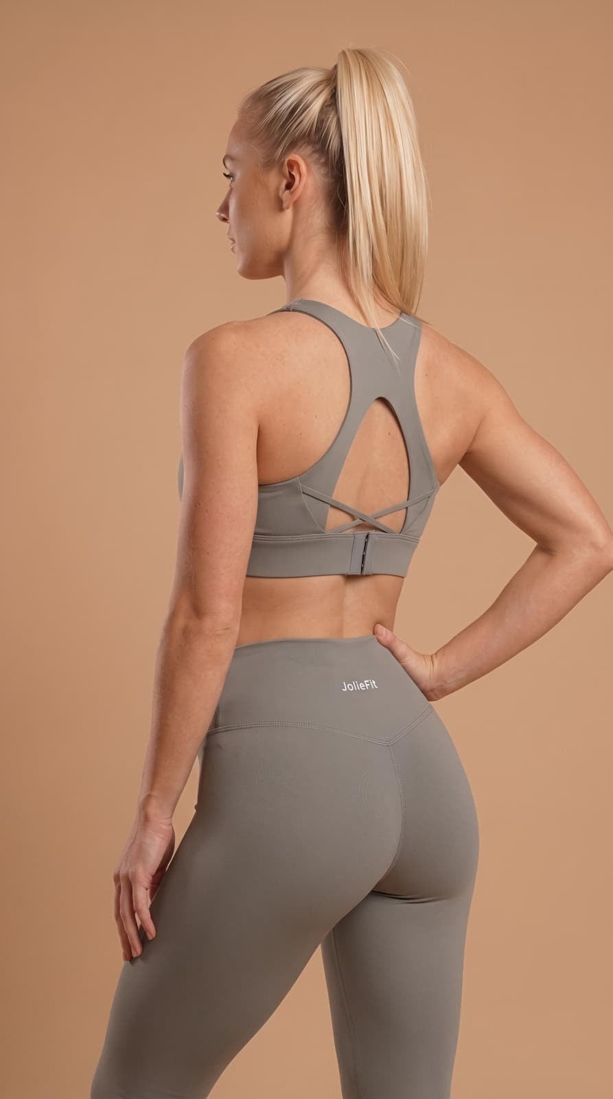 Ensemble Legging & Brassière Olive Dos Ajouré - Fitness Femme
