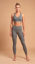 Ensemble Legging & Brassière Olive Dos Ajouré - Fitness Femme